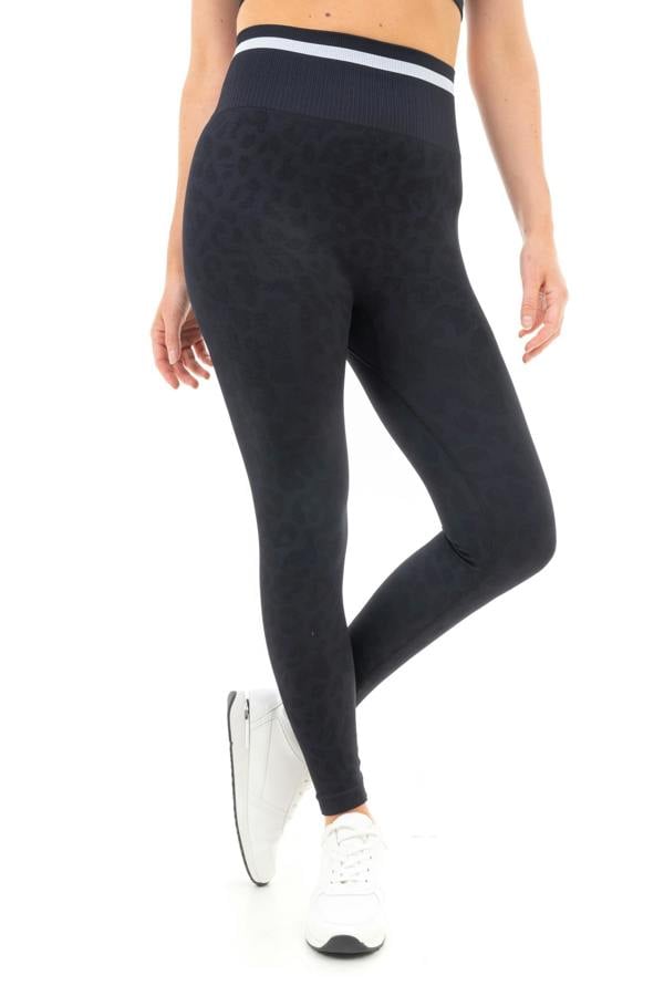 Smart Living Women's Leopard Print High Waisted Seamless Leggings - Black