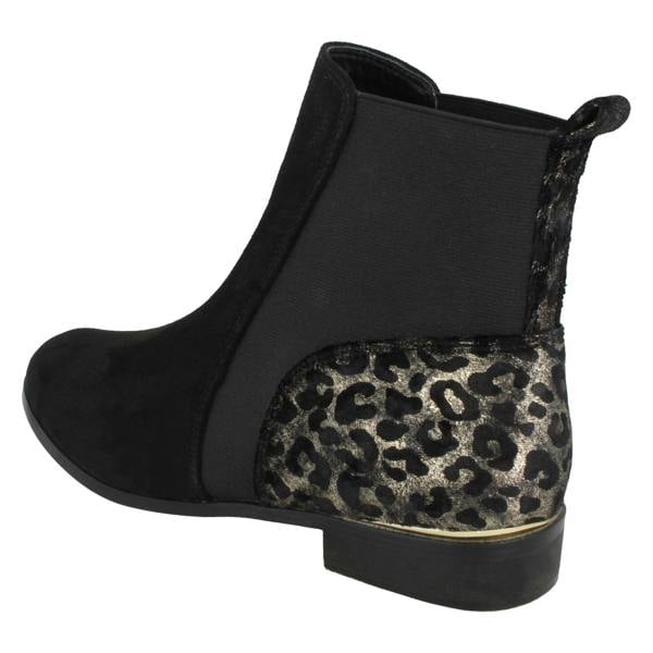 Spot On Ladies Spot On Leopard Print Heel Ankle Boots F51115