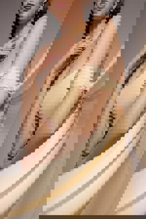 Multiway Cape Chiffon Sweetheart Maxi Dress - Butter Yellow DR4848