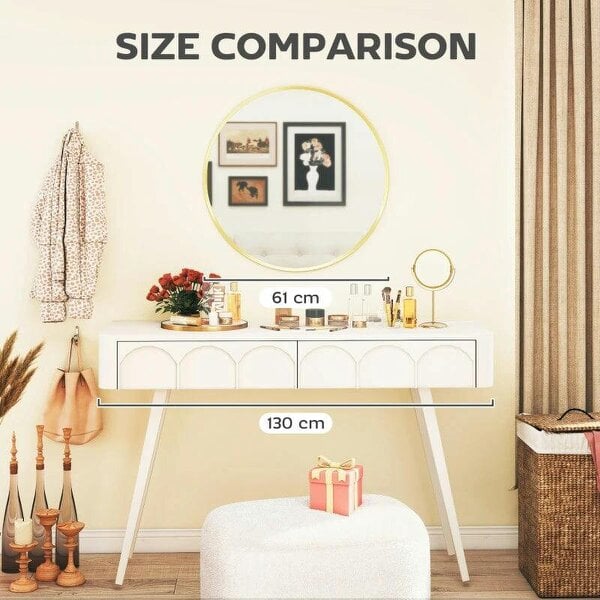 Bobobiy 61cm Decorative Wall Mirror for Bedroom Living Room, Modern Round Bathroom Mirror for Home Decor, Gold Tone