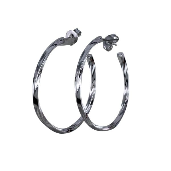 Sterling Silver Twister Hoop Earrings - Reeves & Reeves