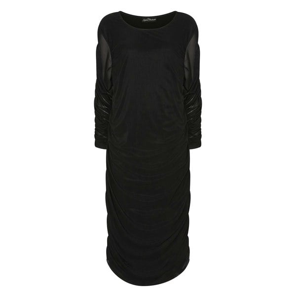 Sylvia Piechulla Boudicca Black Ruched Midi Dress - Black