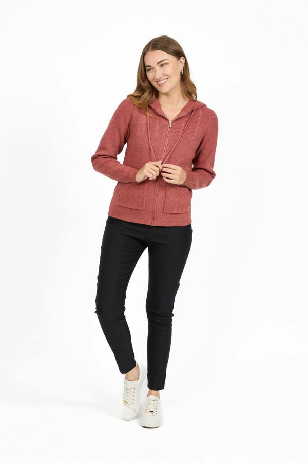 Mudflower Cable-Knit Zip-up Hooded Cardigan