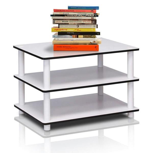 WALPLUS Just 3-Tier No Tools Coffee Table, White w/White Tube Center Table Minimalist Clutter-Free Design For Small Spaces (White, 3 Tier)
