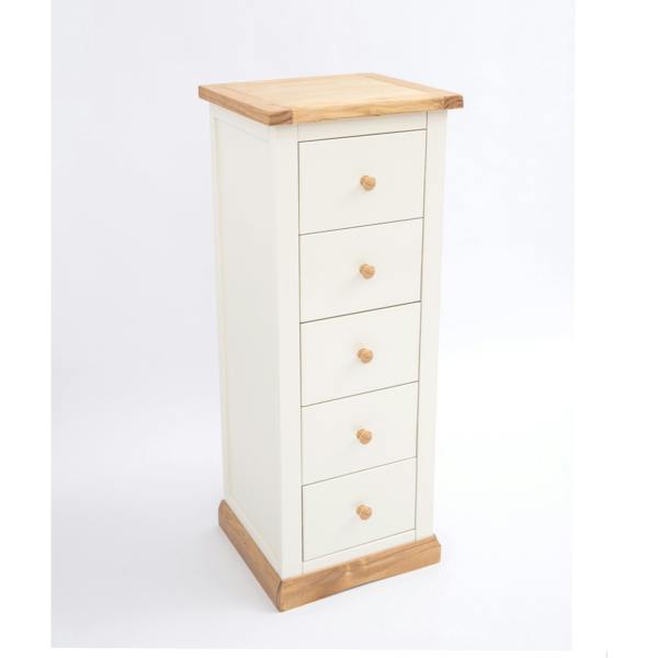 Cabinet Bits Trevi 5 Drawer Narrow Chest of Drawers Wood Knob