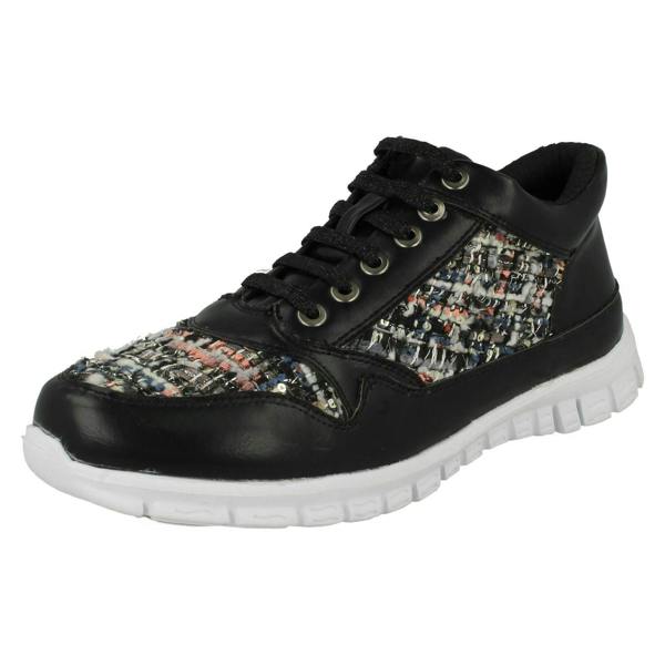 Ladies Waves Casual Lace Up Textile Trainers - F80101