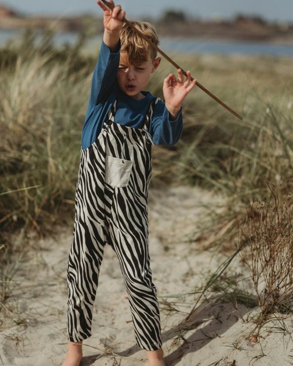 Organic cotton Multicolour Zebra Streak Print Dungarees - image 1