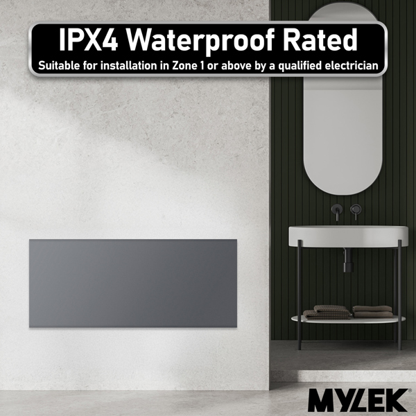 MYLEK Electric Radiator Panel Heater Grey WIFI Smart APP Eco 2000W Bathroom Safe Wall Mounted Timer Thermostat