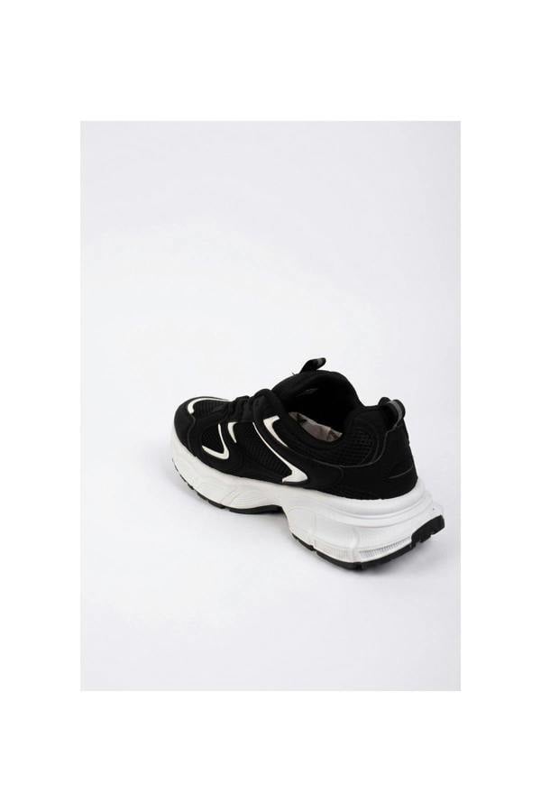 [brandflag] Harper Womens Chunky Sole Mesh Panel Trainers - JET BLACK