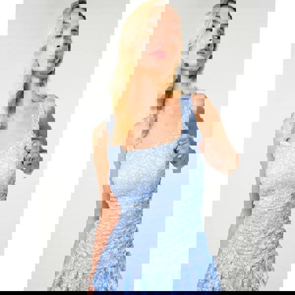 Pink Vanilla Printed Lace Square Neck Dress