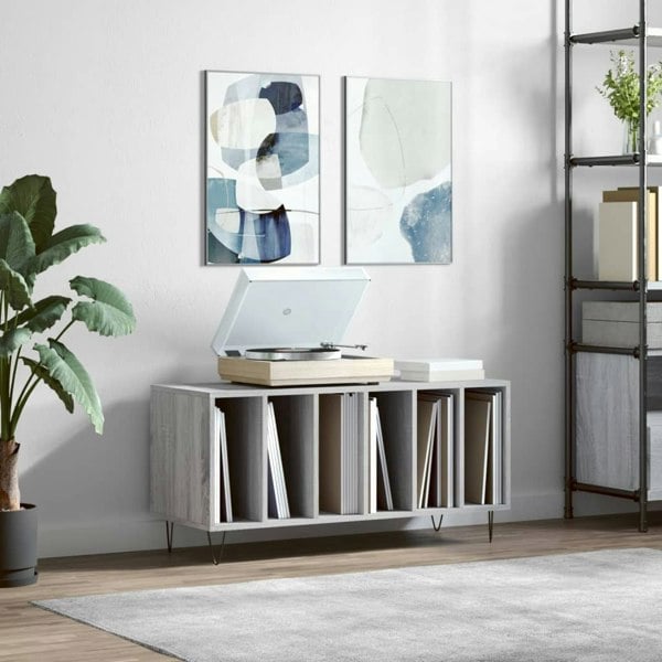Berkfield Record Cabinet Grey Sonoma 100x38x48 cm Engineered Wood