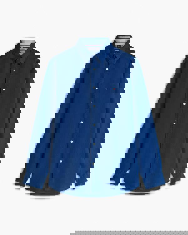 Tommy Hilfiger Linen Blend Solid Mens Long Sleeve Shirt - Carbon Navy