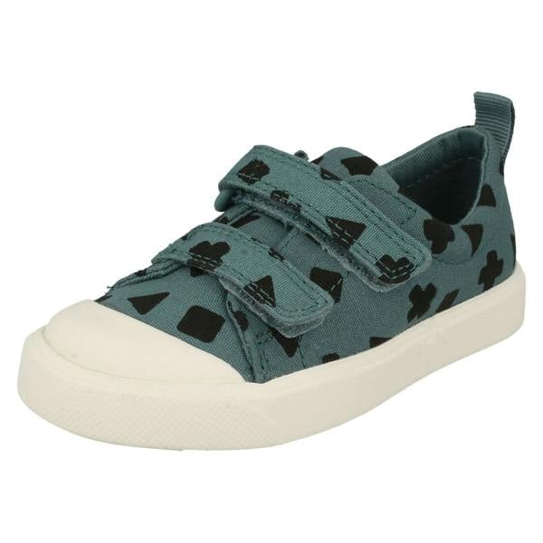Clarks Childrens Boys Girls Clarks Pattern Detailed Canvas Shoes City Flare Lo T