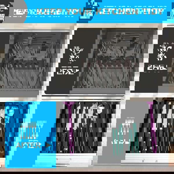 MANTRARAJ Bamboo Cutlery Drawer Organiser 5-7 Compartment Expandable Cutlery Tray Utensil Holder