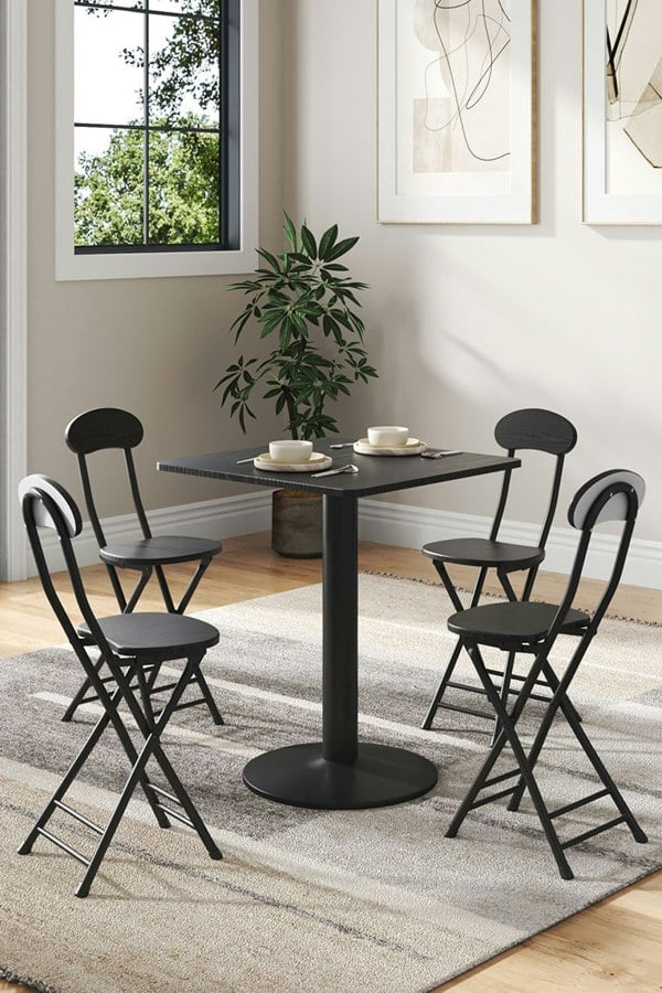 Living and Home 5pcs Set Square Table and 4 Chairs Bistro Coffee Table Dining Set Furniture
