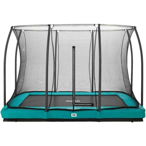 10ft x 7ft Salta Green Rectangular Comfort Edition Inground Trampoline with Enclosure - In Stock April