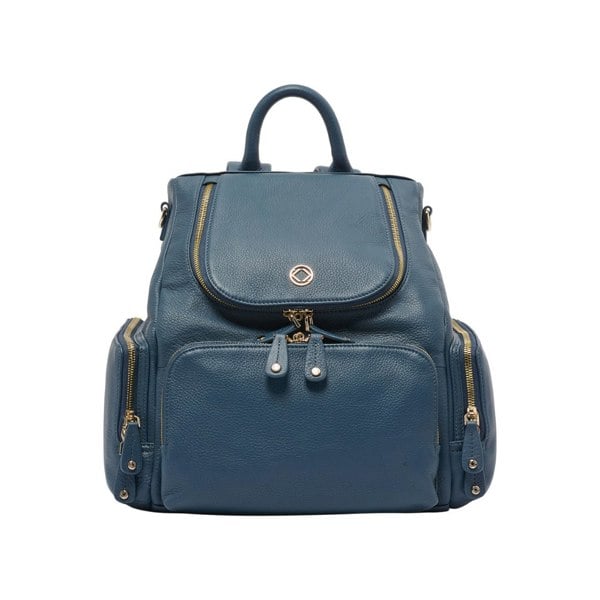 KeriKit England Amber Midi Leather Backpack - Denim Blue