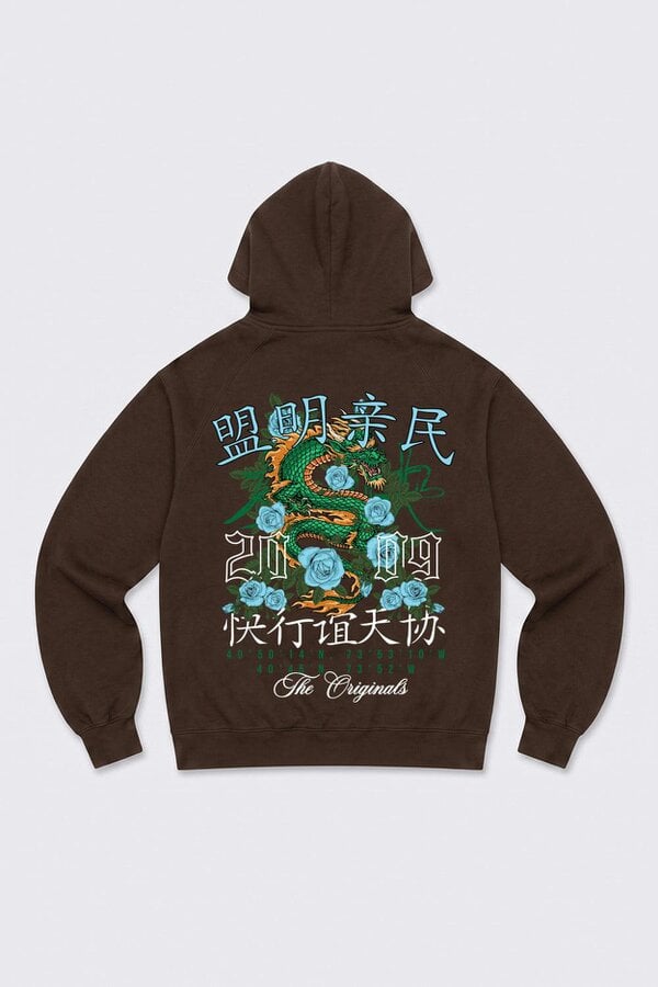 London Attitude Relaxed Fit Dragon Graphic Hoodie