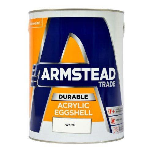 Armstead Trade Durable Acrylic Eggshell Paint White 5L Pack of 2