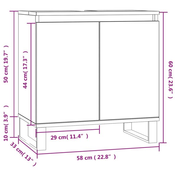 Berkfield Bathroom Cabinet High Gloss White 58x33x60 cm Engineered Wood