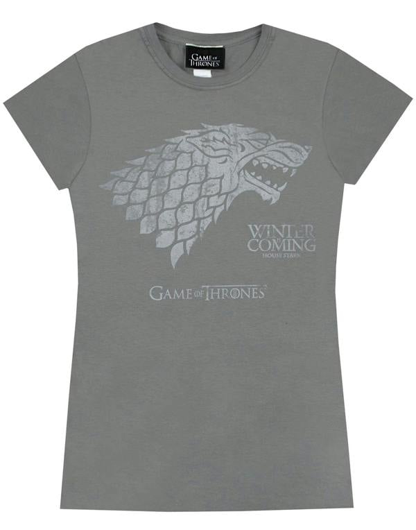 Game of Thrones Womens Grey Stark Direwolf Short Sleeved T-Shirt