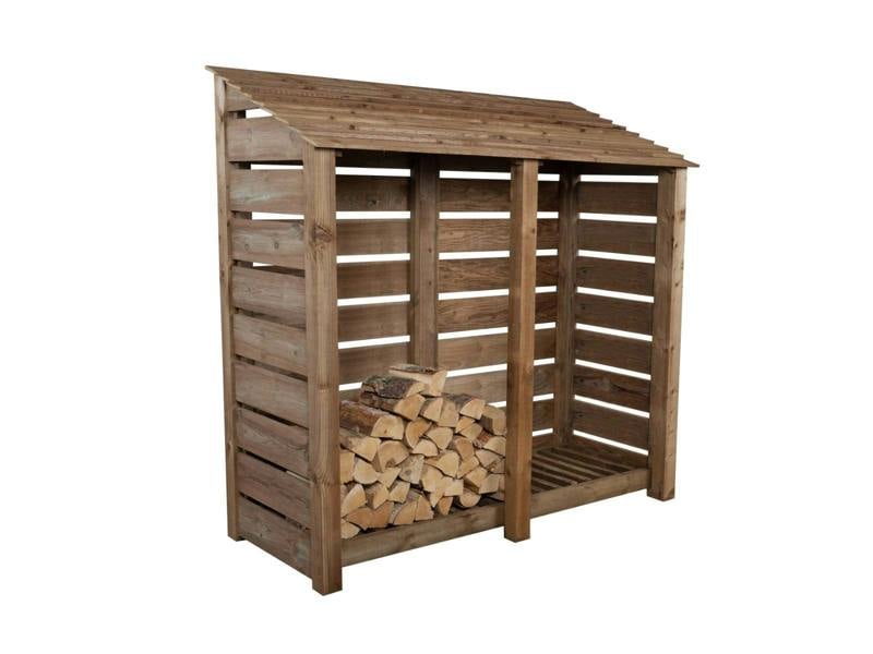 Arbor Garden Solutions Slatted Wooden Log Store W-187cm, H-126cm or 180cm, D-88cm - Brown Finish