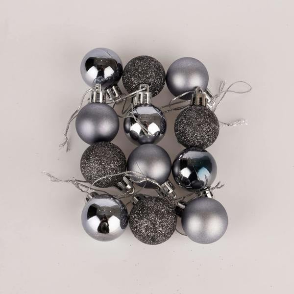 30mm Dark Grey Shatterproof Christmas Baubles in 12 or 24 Pack Sizes image 8