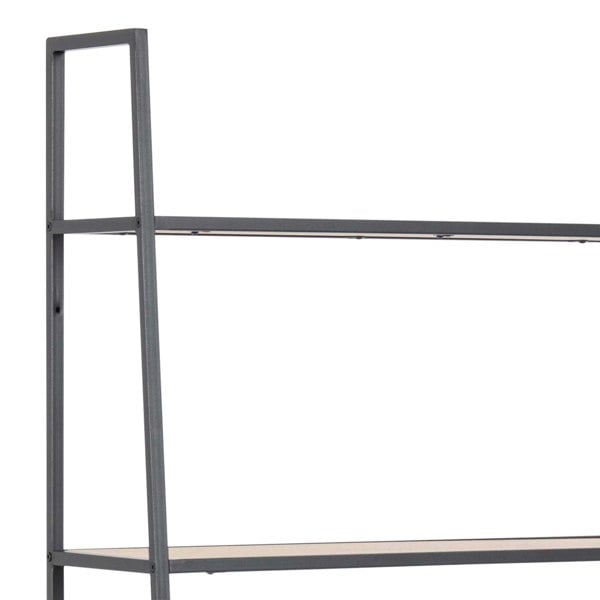 Furniture To Go Seaford Black Metal Ladder Bookcase with 5 Oak Shelves