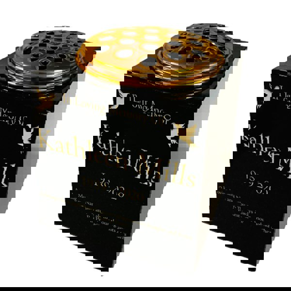 Memorials Direct Granite Memorial Vase- Solid Granite – Free Personalised Gold Engraving, Dove – Includes Metal Flower Pot Insert