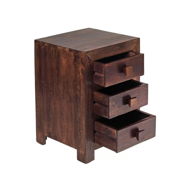 IH Design Mary Mango Wood 3 Drawer Bedside Table