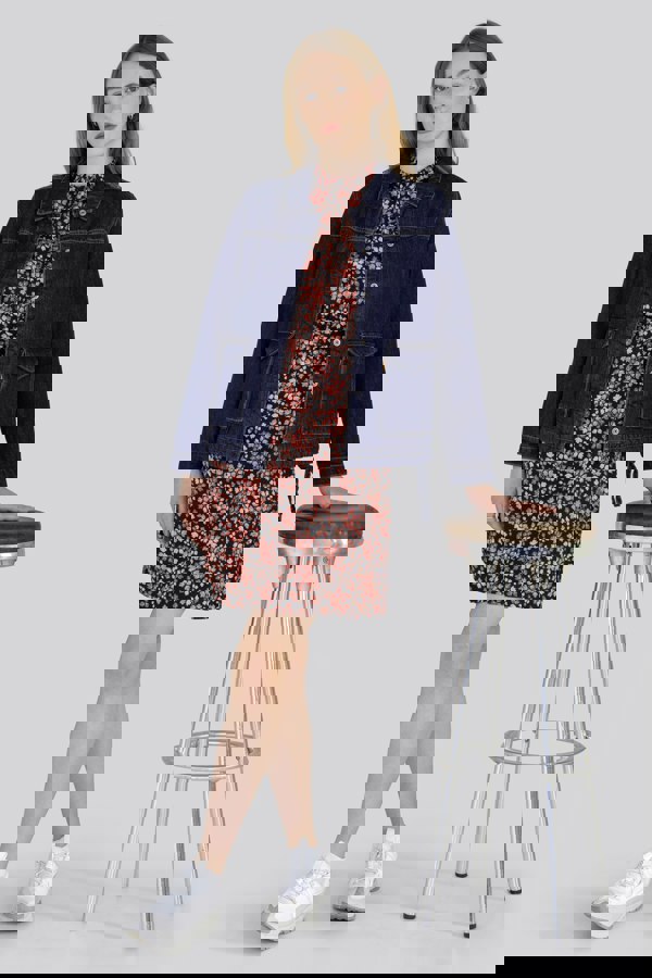 ENORSIA Blue Denim Trucker Jacket With Borg Lining