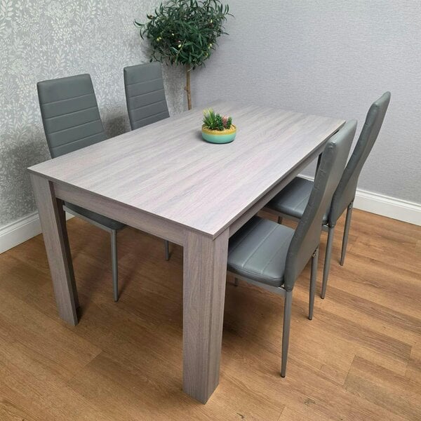Kosy Koala Modern Grey Rectangle Dining Table Set With 4 Grey Chairs Dining Room Furniture