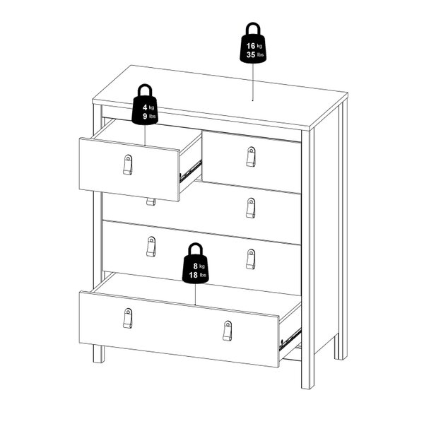 Wyld Haus Gossmere Hickory Oak Effect Chest 5 Drawers