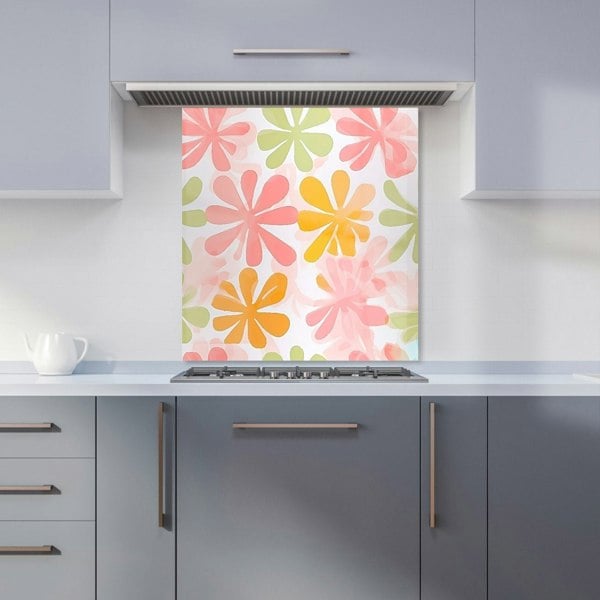 Warren Reed - Designer Yellow And Pink Flowers Kitchen Splashback