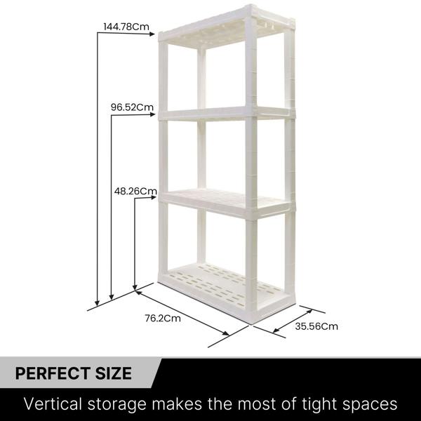 Oskar 4 Tier Shelves Garage Shelving Units Heavy Duty Storage Racking Shelf 35x76x144cm