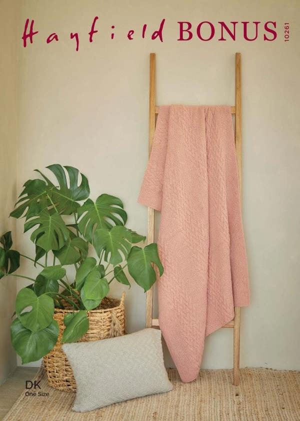 Hayfield Bonus DK Knitting Pattern 10261, Blankets One Size