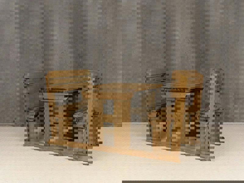 Alders Rounded Picnic Table and Benches Set with Backrest – Rustic Finish Wooden Outdoor Dining Set for Gardens and Patios