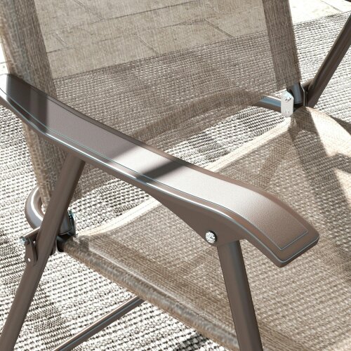 Wyld Haus Hazivi Set Of 2 Cream Mesh and Brown Metal Folding Garden Chairs