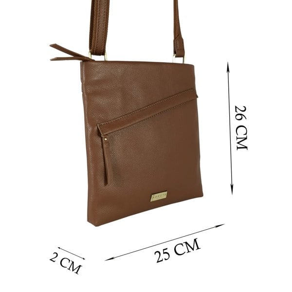 Assots London 'FLORENCE' Tan Pebble Grain Leather Crossbody Sling Bag