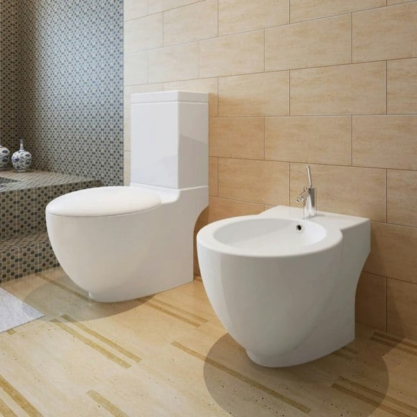 Berkfield Stand Toilet & Bidet Set White Ceramic