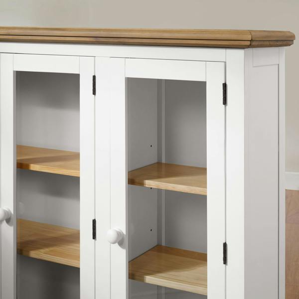 Statement Furniture Shire Glass Door White Display Cabinet Dresser with Shelves