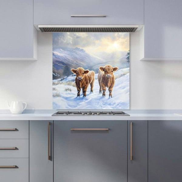 Warren Reed - Designer Duo Of Baby Highland Cows Kitchen Splashback