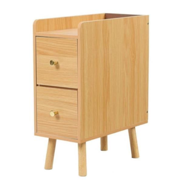 Havendro Slim Wooden Bedside Table Narrow Nightstand with Drawers and High Legs for Bedroom
