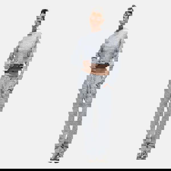 Good For Nothing Grey Cropped Bouclé Knitted Sweatshirt - Grey Image 4