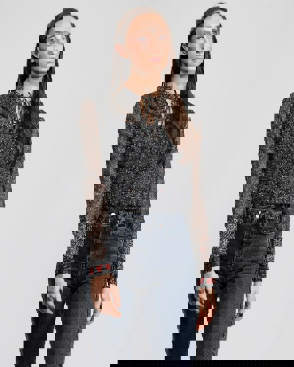 Great Plains Scatter Floral Neck Tie Womens Shirt