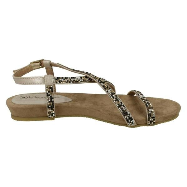 Leather Collection Ladies Leather Collection Diamante X Strap Sandals