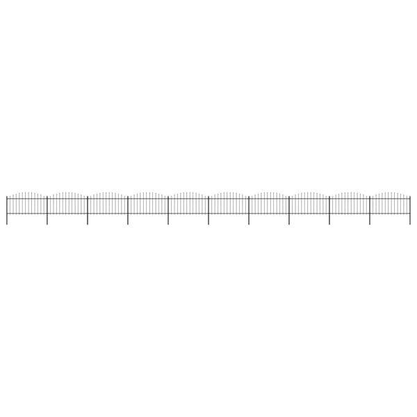 Berkfield Garden Fence with Spear Top Steel (1.25-1.5)x17 m Black