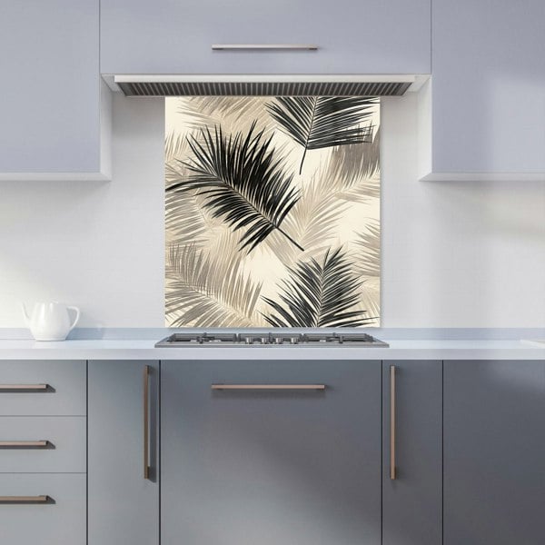 Warren Reed - Designer Black And White Tropical Palm Leaves Kitchen Splashback