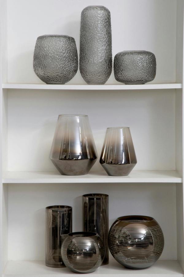 Interiors by Premier Cayden Small Smoked Black And Silver Vase
