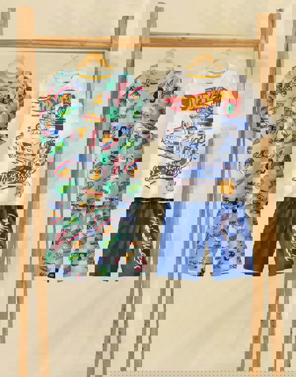 Hot Wheels Boys Multicoloured Retro Badges Multi-Pack of 2 Short Sleeve Short Leg Pyjama Set